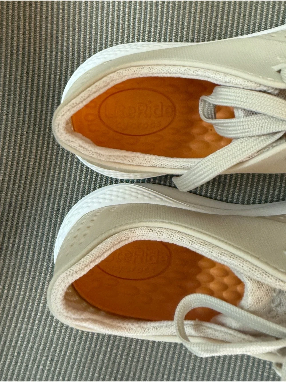 CROCS Women’s LiteRide 360 Pacer Sneakers in Cream with Orange Insole 10 Wide